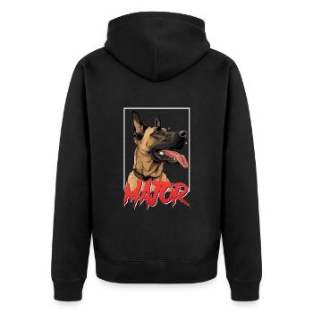 Berger Belge MAJOR Chien Malinois - Veste à capuche bio Premium Unisexe - noir - Dos - Nico (187cm)