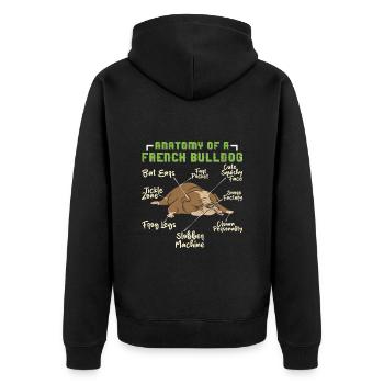 Bouledogue français drôle ANATOMIE D’UN FRANÇAIS - Veste à capuche bio Premium Unisexe - noir - Dos - Nico (187cm)