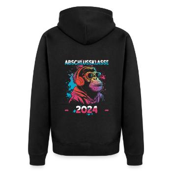 Abschlussklasse 2024 | Schulabschluss | Schüler - Unisex Premium Bio Zip Hoodie - Schwarz - Hinten - Nico (187cm)