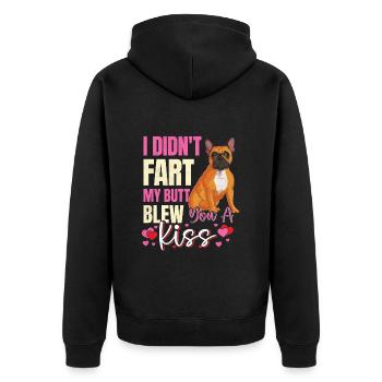Frenchie N’A PAS PET MES FESSES T’ONT SOUFFLÉ UN BAISER Lustig - Veste à capuche bio Premium Unisexe - noir - Dos - Nico (187cm)