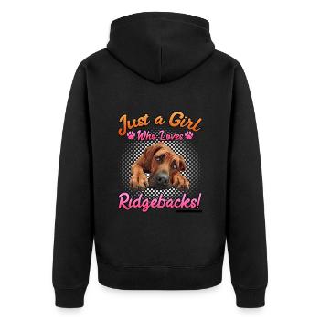 Rhodesian Ridgeback JUSTE UNE FILLE QUI AIME - Veste à capuche bio Premium Unisexe - noir - Dos - Nico (187cm)