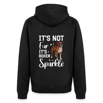 German Boxer NO FUR IT'S BOXER MAGIC - Unisex Premium Organic Zip Hoodie - black - Back - Nico (187cm)