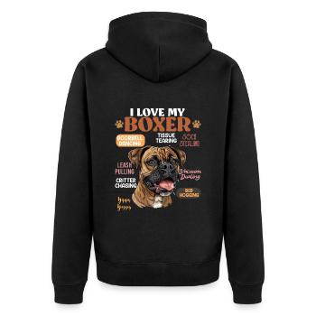 Boxer allemand J'AIME MON propriétaire de chien BOXER - Veste à capuche bio Premium Unisexe - noir - Dos - Nico (187cm)