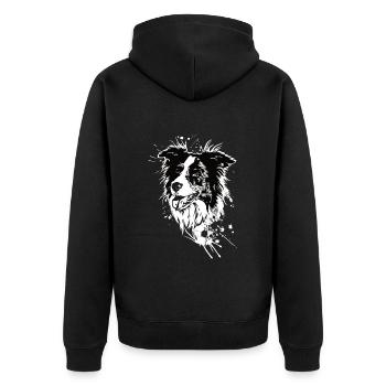 Border Collie Schäferhund | Hütehund - Unisex Premium Bio Zip Hoodie - Schwarz - Hinten - Nico (187cm)