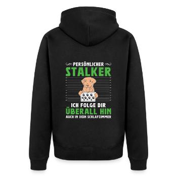 Labrador Besitzer PERSÖNLICHER STALKER Lustig - Unisex Premium Bio Zip Hoodie - Schwarz - Hinten - Nico (187cm)