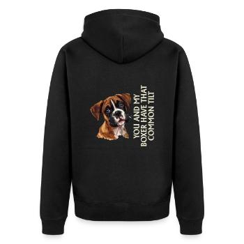 Deutscher Boxer YOU AND MY BOXER Lustiges - Unisex Premium Bio Zip Hoodie - Schwarz - Hinten - Nico (187cm)