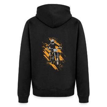 Dirtbike und Motorrad Motocross - Unisex Premium Bio Zip Hoodie - Schwarz - Hinten - Nico (187cm)