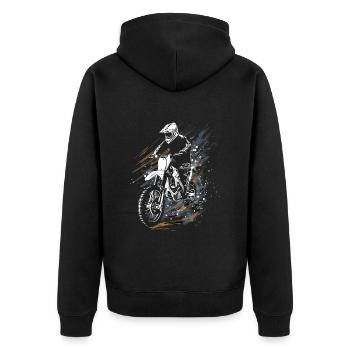 Dirtbike und Motorrad Motocross - Unisex Premium Bio Zip Hoodie - Schwarz - Hinten - Nico (187cm)