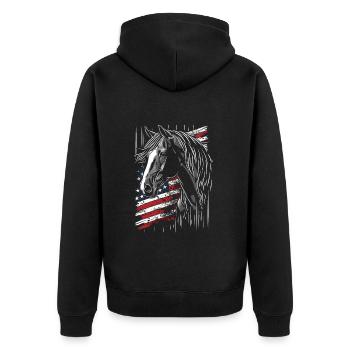 Fille de cheval équestre - Cavalier de dressage d’équitation western - Veste à capuche bio Premium Unisexe - noir - Dos - Nico (187cm)