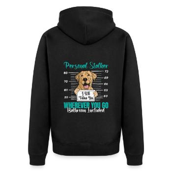 Labrador Fan PERSONAL STALKER Funny - Unisex Premium Organic Zip Hoodie - black - Back - Nico (187cm)