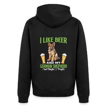 Dog dad LIKE BEER AND MY GERMAN SHEPHERD - Unisex Premium Organic Zip Hoodie - black - Back - Nico (187cm)