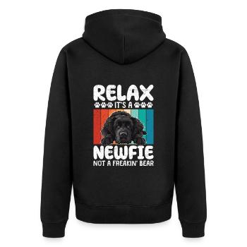 Newfoundland RELAX IT'S A NEWFIE NOT A BEAR - Unisex Premium Organic Zip Hoodie - black - Back - Nico (187cm)