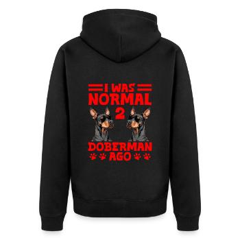 Doberman owner WAS NORMAL 2 DOBERMANS AGO - Unisex Premium Organic Zip Hoodie - black - Back - Nico (187cm)