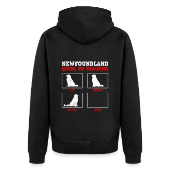 Newfie Owner NEWFOUNDLAND GUIDE TO TRAINING - Unisex Premium Organic Zip Hoodie - black - Back - Nico (187cm)