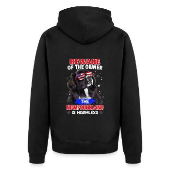 Newfie MÉFIEZ-VOUS DE LA MAÎTRESSE Terre-Neuve - Veste à capuche bio Premium Unisexe - noir - Dos - Nico (187cm)