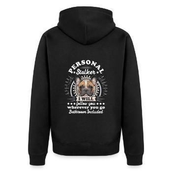 Frenchie Personal Stalker vous suivra drôle - Veste à capuche bio Premium Unisexe - noir - Dos - Nico (187cm)