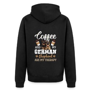 Kaffeetrinker Coffee and my German Shepherd my - Unisex Premium Organic Zip Hoodie - black - Back - Nico (187cm)