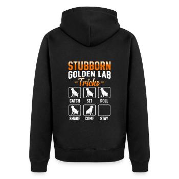 Labrador Stur STUBBORN GOLDEN LAB TRICKS Labrador - Unisex Premium Organic Zip Hoodie - black - Back - Nico (187cm)
