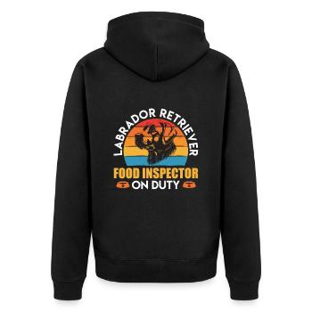 Labrador Retriever FOOD INSPECTOR on Duty - Unisex Premium Organic Zip Hoodie - black - Back - Nico (187cm)