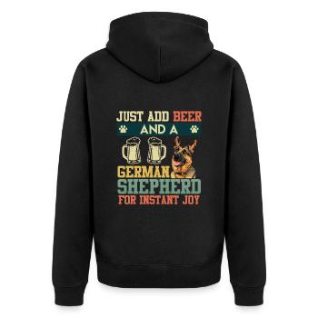 LIFE IS BETTER WITH GERMAN SHEPHERD AND - Unisex Premium Organic Zip Hoodie - black - Back - Nico (187cm)