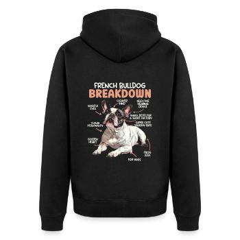 Frenchie FRENCH BULLDOG BREAKDOWN Funny - Unisex Premium Organic Zip Hoodie - black - Back - Nico (187cm)