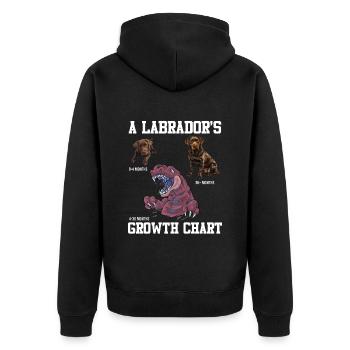 Labrador Liebhaber Labrador WACHSTUMSTABELLE - Unisex Premium Bio Zip Hoodie - Schwarz - Hinten - Nico (187cm)