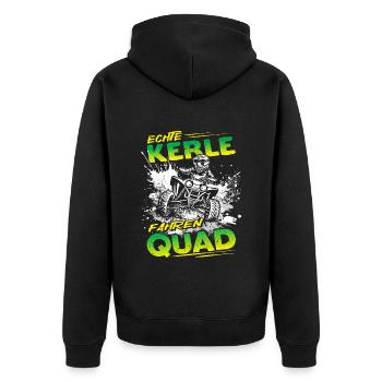 Echte Kerle fahren Quad - Motorsport - ATV - Unisex Premium Bio Zip Hoodie - Schwarz - Hinten - Nico (187cm)