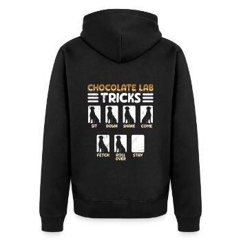 Labrador Drôle CHOCOLATE LAB TRICKS Têtu - Veste à capuche bio Premium Unisexe - noir - Dos - Nico (187cm)