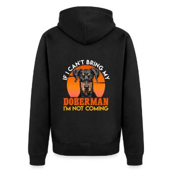 Hunde Opa IF I CAN'T BRING MY DOBERMAN Lustiges - Unisex Premium Bio Zip Hoodie - Schwarz - Hinten - Nico (187cm)