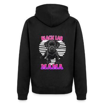 Schwarzer Labrador BLACK LABRADOR MOM Larador - Unisex Premium Bio Zip Hoodie - Schwarz - Hinten - Nico (187cm)