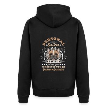 Frenchie Personal Stalker vous suivra drôle - Veste à capuche bio Premium Unisexe - noir - Dos - Nico (187cm)