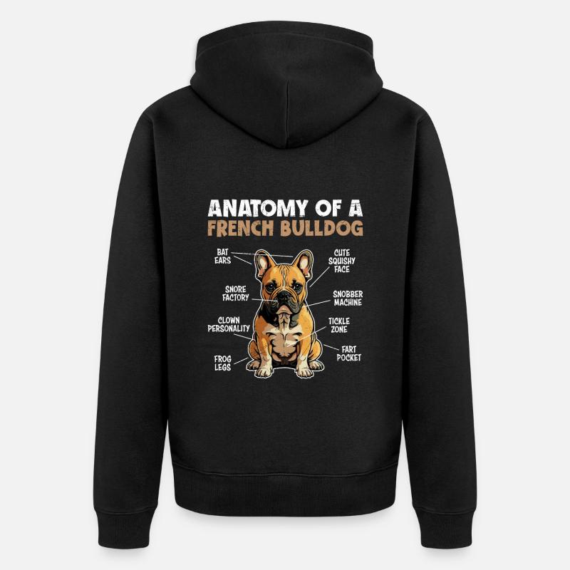Anatomie d’un bouledogue français - Veste à capuche bio Premium Unisexe - noir