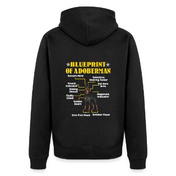 Doberman Chiens PLAN D’UN DOBERMAN Drôle - Veste à capuche bio Premium Unisexe - noir - Dos - Nico (187cm)