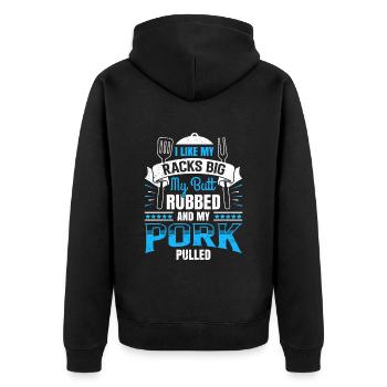 Grillmeister Like my Racks Porc frotté aux gros fesses - Veste à capuche bio Premium Unisexe - noir - Dos - Nico (187cm)