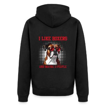 Boxeur allemand J'AIME LES BOXEURS ET PEUT-ÊTRE 3 PERSONNES - Veste à capuche bio Premium Unisexe - noir - Dos - Nico (187cm)