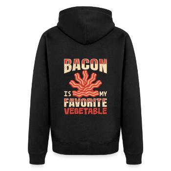 Anti Vegan Bacon is my Favorite Vegetable Funny - Unisex Premium Organic Zip Hoodie - black - Back - Nico (187cm)