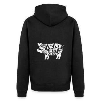Grill friends RUB THE MEAT ENJOY THE FEAST - Unisex Premium Organic Zip Hoodie - black - Back - Nico (187cm)