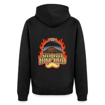 Grillmeister SMOKING HOT DAD Papa mangeur de viande - Veste à capuche bio Premium Unisexe - noir - Dos - Nico (187cm)