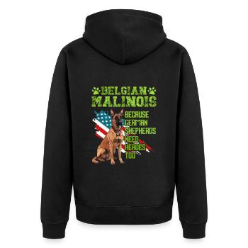 BELGIAN MALINOIS BECAUSE GERMAN SHEPHERDS NEED - Unisex Premium Bio Zip Hoodie - Schwarz - Hinten - Nico (187cm)