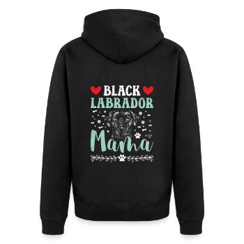 Schwarzer Labrador BLACK LABRADOR MAMA Labbi - Unisex Premium Organic Zip Hoodie - black - Back - Nico (187cm)