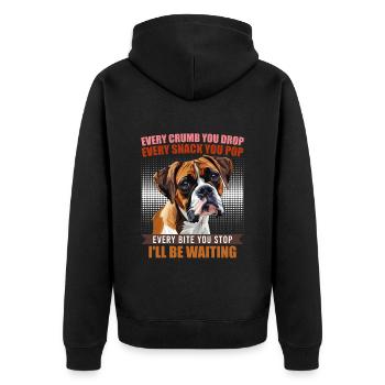 Boxer EVERY CRUMB YOU DROP I'LL BE WAITING - Unisex Premium Organic Zip Hoodie - black - Back - Nico (187cm)