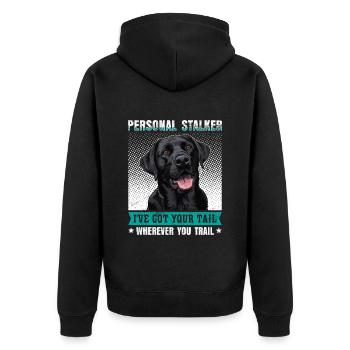 Labrador Liebhaber Persönlicher Stalker Labrador - Unisex Premium Bio Zip Hoodie - Schwarz - Hinten - Nico (187cm)