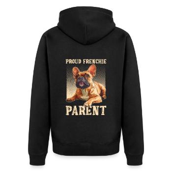 Französische Bulldogge Proud Frenchie Parent - Unisex Premium Bio Zip Hoodie - Schwarz - Hinten - Nico (187cm)