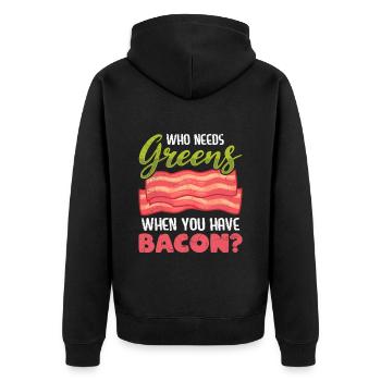 Drôle de mangeur de viande qui a besoin de légumes verts Avoir du bacon - Veste à capuche bio Premium Unisexe - noir - Dos - Nico (187cm)