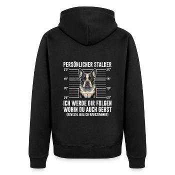 Le bouledogue français vous suivra en vous amusant - Veste à capuche bio Premium Unisexe - noir - Dos - Nico (187cm)