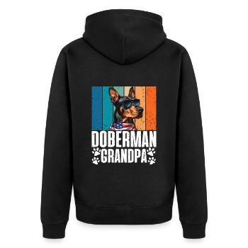DOBERMAN GRANDPA Propriétaire de chien Vintage Vieux - Veste à capuche bio Premium Unisexe - noir - Dos - Nico (187cm)