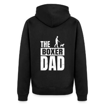 BOXER DAD Deutscher Boxer Hundepapa Boxer - Unisex Premium Bio Zip Hoodie - Schwarz - Hinten - Nico (187cm)