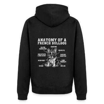 Anatomie einer Französischen Bulldogge - Unisex Premium Bio Zip Hoodie - Schwarz - Hinten - Nico (187cm)