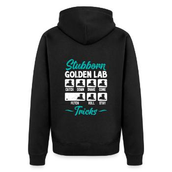 Labrador Stur STUBBORN GOLDEN LAB TRICKS Labrador - Unisex Premium Organic Zip Hoodie - black - Back - Nico (187cm)