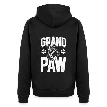 German Shepherd Owner GRAND PAW - Unisex Premium Organic Zip Hoodie - black - Back - Nico (187cm)